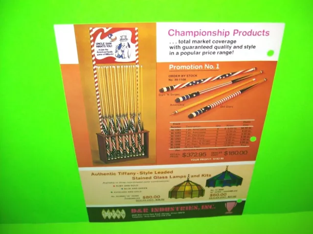 D&R Industries Pool Table Billiard Products Cue Sticks Tiffany Lamps Sales Flyer