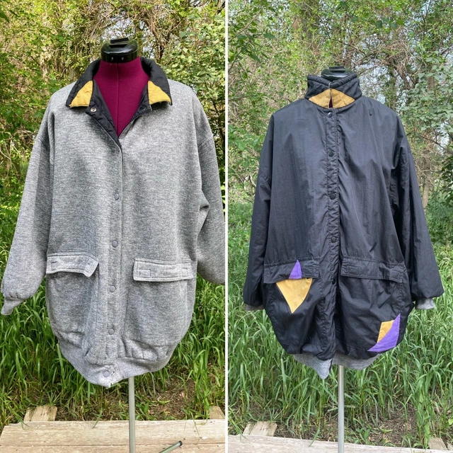 Vintage 1980s Womens Reversible Nylon windbreaker Jacket XL