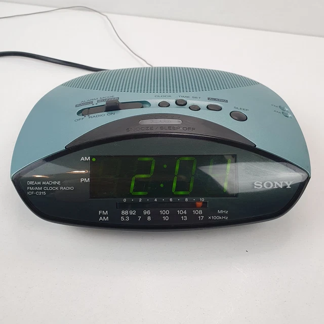 SONY DREAM MACHINE alarm clock radio ICFC215 FM/AM aqua blue bedroom