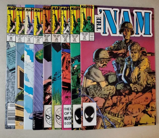 The 'Nam #11,12,13,16,17,18,19,21,26 VFNM/VF+ Marvel Comics (Lot of 9)