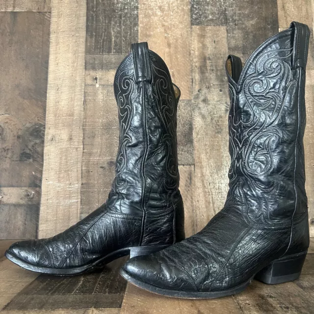 TONY LAMA VINTAGE Smooth Ostrich Wingtip Cowboy Boots Mens 9 D $119.95 ...