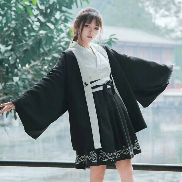 Lady Kimono Cardigans Japanese Coat Jackets Yukata Haori Embroidered Crane Retro