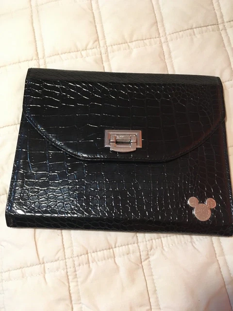 Disney Black Mickey Alligator Croc Embossed Tablet Ipad Case- Clutch  8in x 10in