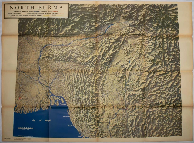 BURMA WORLD WAR II MAP / North Burma Newsmap for the Armed Forces 239th 1944