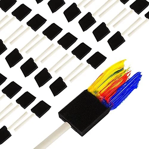 100 Pack 2 inch Foam Paint Brushes Foam Sponge Brush with Wood Handle Foam Cr...