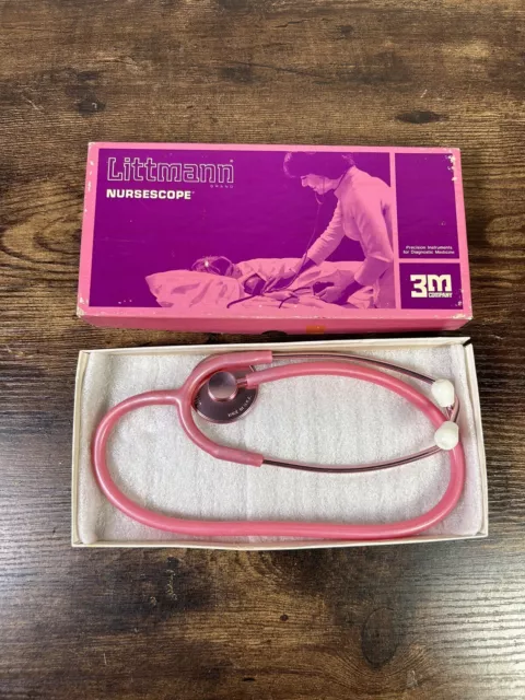 Vintage Littman Stethoscope Nursescope 3M ORIGINAL BOX Made in USA Pink