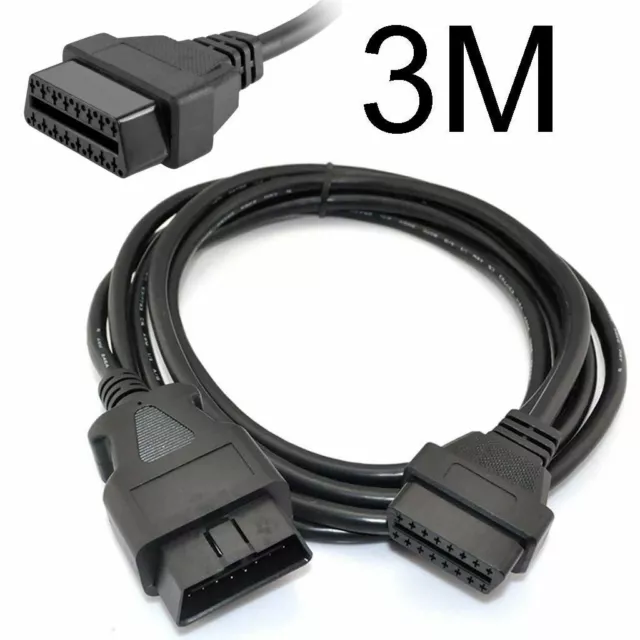 3m 10ft OBD2 II EOBD Car Diagnostic Extension Cable Extender All 16 Pins Cable