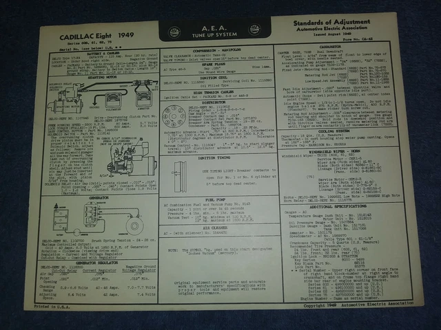 1950 STUDEBAKER CHAMPION Wiring Diagram & Tune-Up Chart Useful