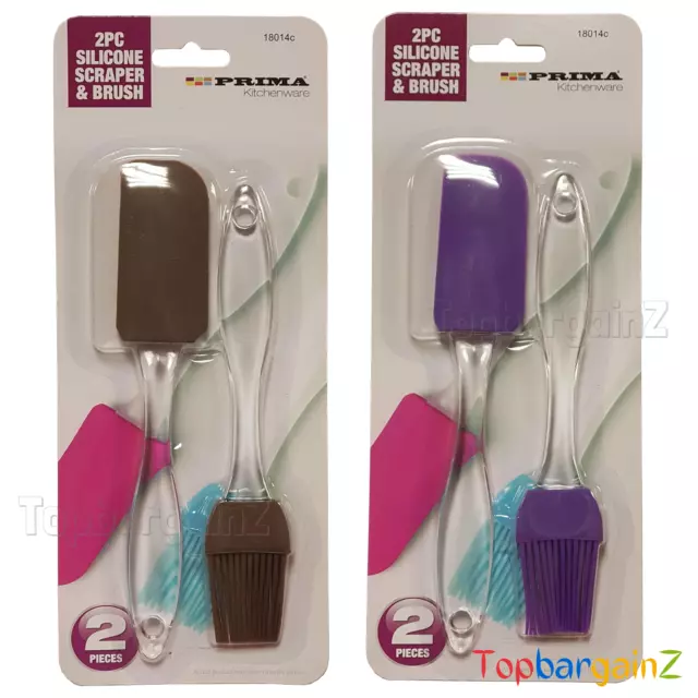 Silicone Pastry Oil Brush Spatula Set Baking Basting BBQ Glazing Clear Handle