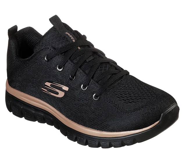 WOMENS SKECHERS SNAZZY Spirit 3389 Black Gold Trainers Trainers
