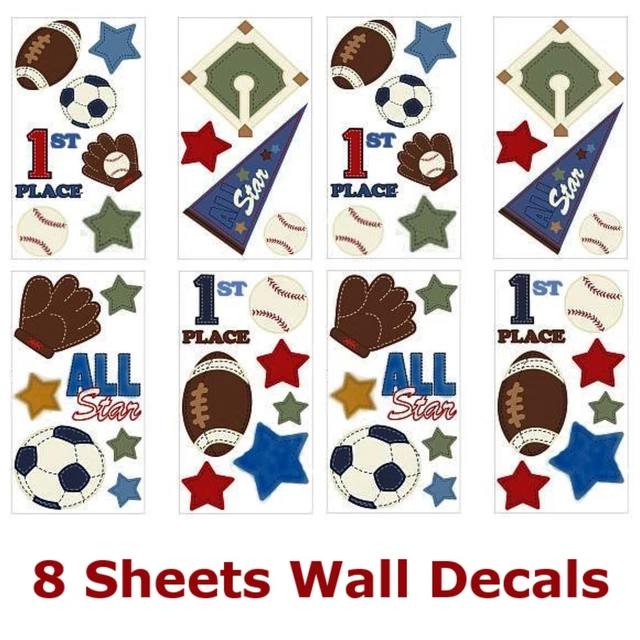 NoJo The Big Game 2 Pkgs Removable Wall Decal Stickers Sports Baseball Football