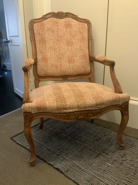 Mid Oak Lounge Chair With Coral/cream Leopard Upholstery