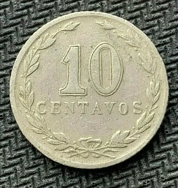 1925 Argentina 10 Centavos Coin VF XF    Better Date World Coin   #B565