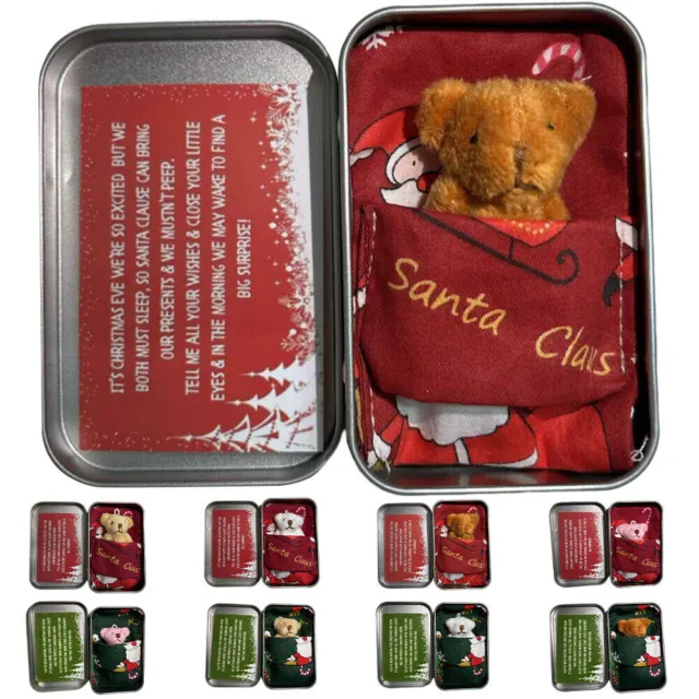 Christmas Little Pocket Bear in a Box Mini Soft Plush Toy Stuffed Doll Gift