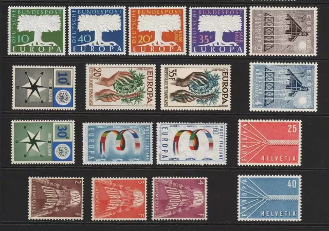 1957 Europa Sets Complete MNH inc Luxembourg. Cat approx £335 (2018)