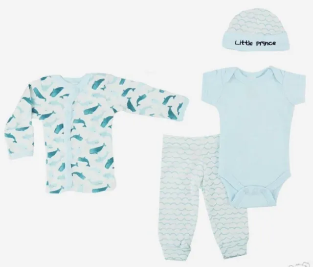 Premature Baby Boys Clothes Blue Preemie Outfit Tiny Prem Boy Layette Gift Set