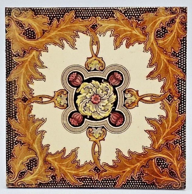 Antique Fireplace Tile Booths C1880 Pat.No. 2195 AE3