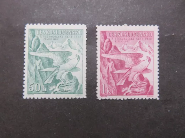 1938 Tschechoslowakei Mi-Nr. CS 387 + 388 Sokol Winterspiele Games postfrisch