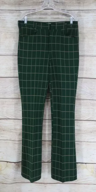 Kings Road Sears Vintage Mens Flare Leg Plaid Pants Slacks Size 34 Long Green