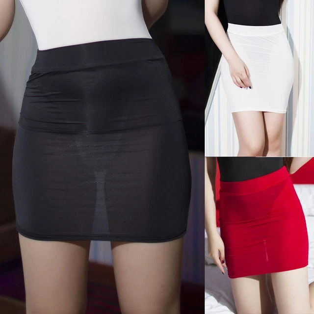 Gonna fasciatoio donna sexy lucida bodycon clubwear trasparente
