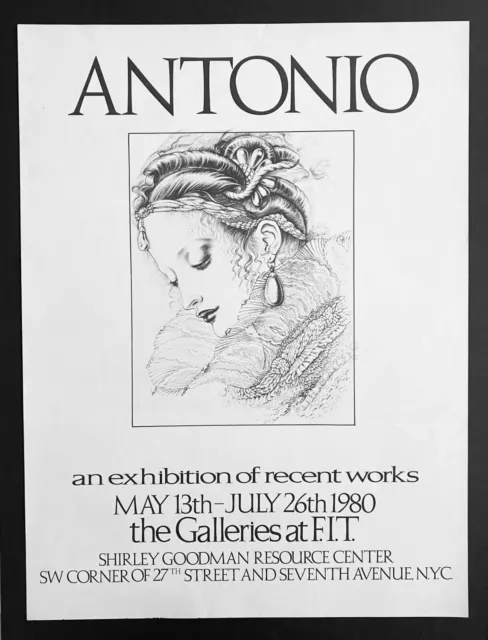 ANTONIO Art Exhibit, Vintage 1980, Galleries at F.I.T. NYC. 18” x 24”, Fashion