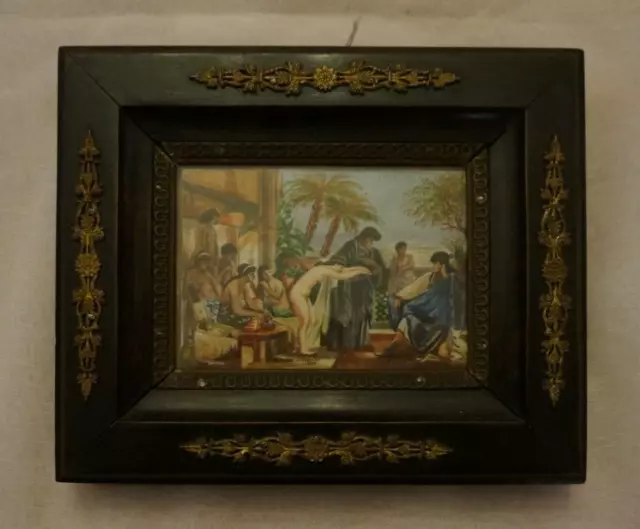 Belle  miniature  19éme,peinte :"le marché aux esclaves" de H. TESSIER