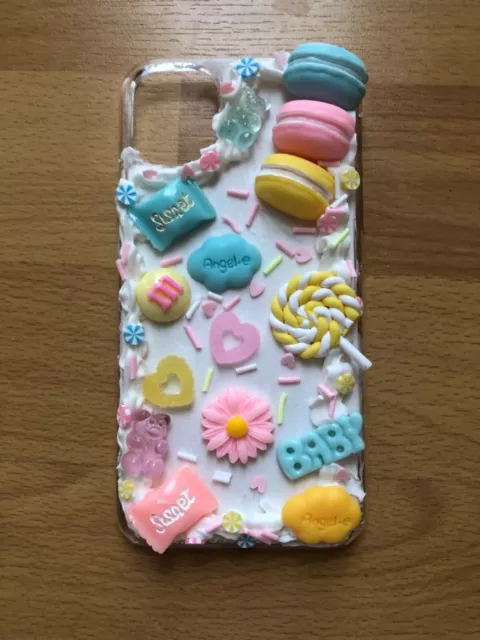 kawaii cute handmade unique decoden pink phone case with charms iphone 11