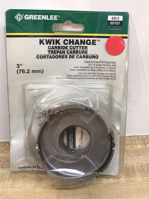 Greenlee 645-1-3/8 Quick-Change Carbide-Tipped Hole Cutter – 1-3/8 Inch