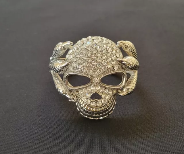 Skull Dragon Claw Crystal Bangle Bracelet