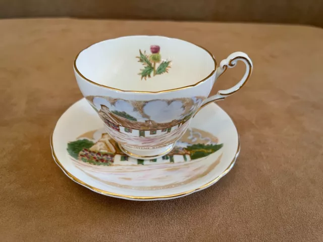 Tea cup & Saucer Victoria Bone China England Burns Cottage Alloway Ayrshire