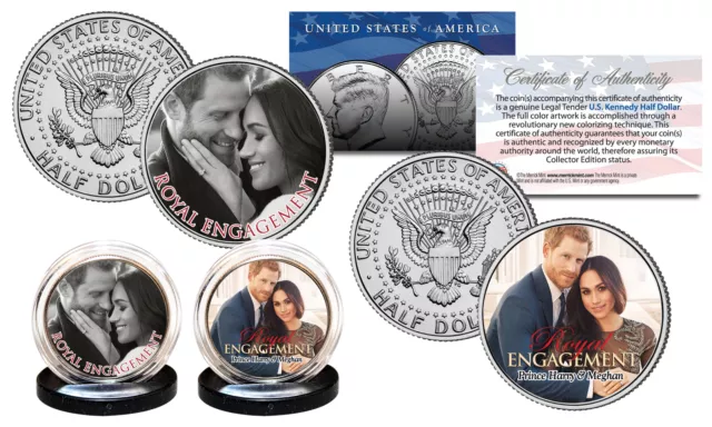 PRINCE HARRY & MARKLE Royal Engagement OFFICIAL PHOTO JFK Half Dollar 2-Coin Set