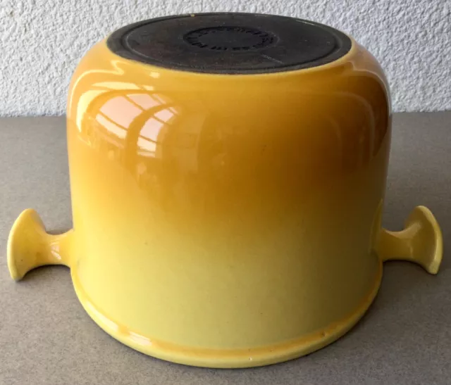 CAQUELON fonte émaillée LE CREUSET orange/jaune.La MAMA ENZO MARI.jamais utilisé 2