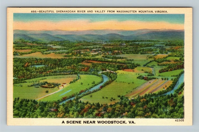 Woodstock VA- Virginia, Aerial Scenic View Town Area, Vintage Postcard