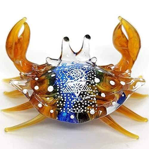Crab Tiny Miniature Figurines Animals Hand Blown Glass Art Beach Collectible