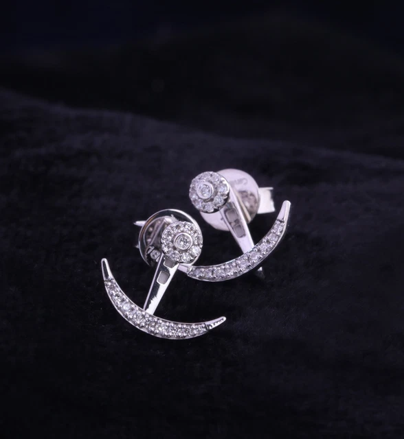Cervin Blanc 18ct White Gold Diamond Earrings Jacket Studs 2 In 1 0.21ct