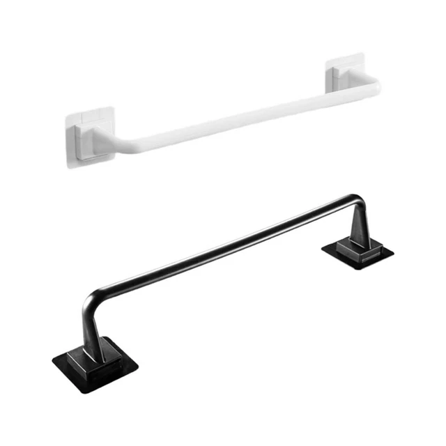 2 Pieces White Plastic Pp Towel Rail Hanger Shelf Rack Wall-mounted Racks