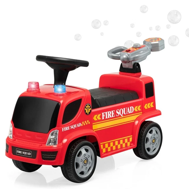Porteur Camion Pompiers  Enfants Musique Phares Sirène Klaxon 18 -36 Mois Rouge