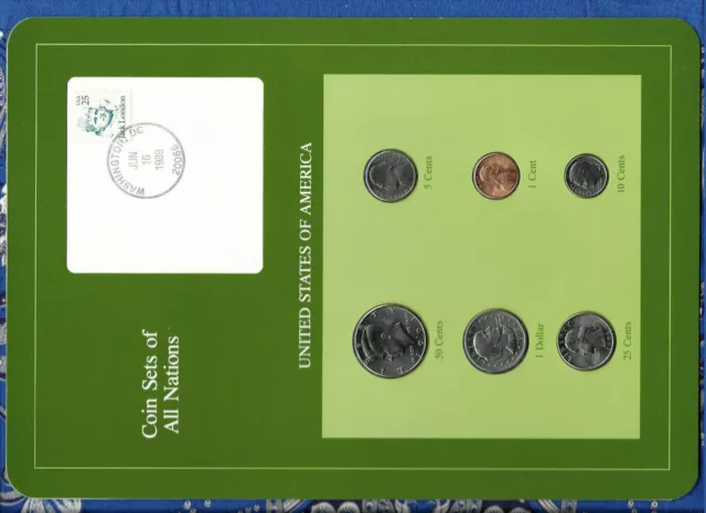 Coin Sets of All Nations United States w/card All 1991 but $1 1979