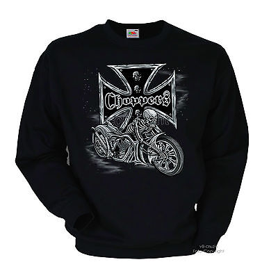 Biker Sweatshirt Chopper Rocker Motorradmotiv Custom Skull Rider *4005 bl