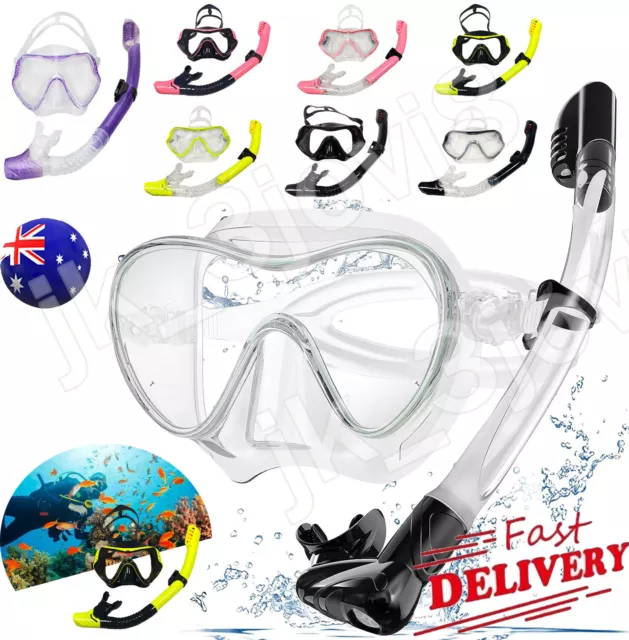 2023 Snorkel Mask Diving Mask and Dry Snorkel Set Scuba Snorkeling Goggles AU