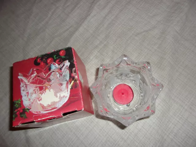 Mikasa Crystal Votive Candle Tealight Holder Christmas Story NOS Germany Trees