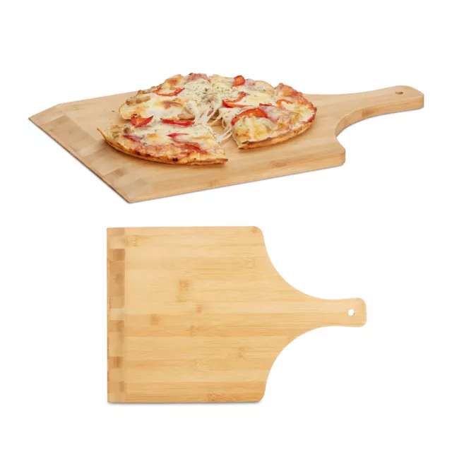 2 Palas pizza bambú 45 cm Pala horno cuadrada Paleta pizza y tarta para colgar