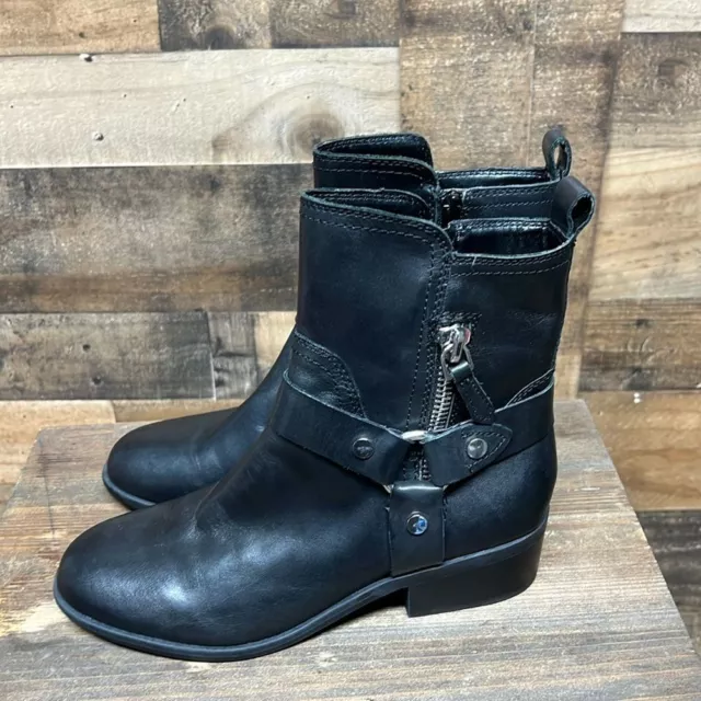 MARC FISHER WOMENS Black Wide Calf Rela Almond Leather Riding Boot 6.5 44.99 PicClick