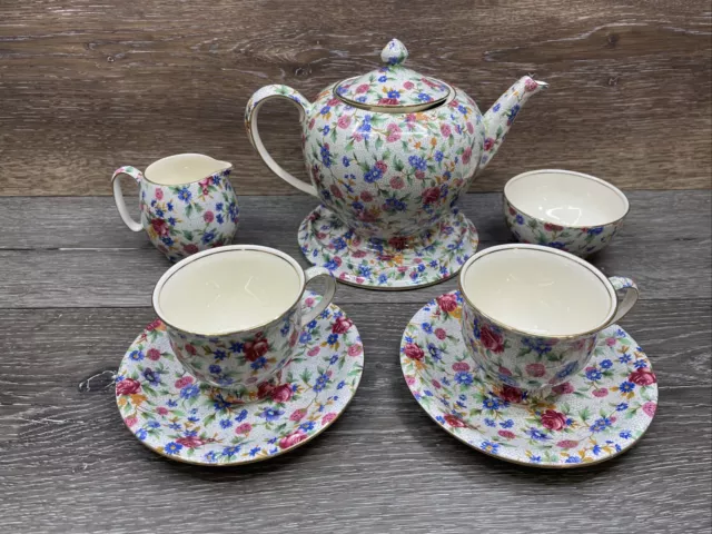 Royal Winton Grimwades Old Cottage Chintz Tea Set, Floral 8 Piece Set