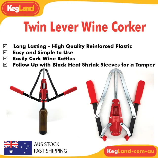 Twin Lever Wine Corker for Wine Mead Bottles Oak Cork