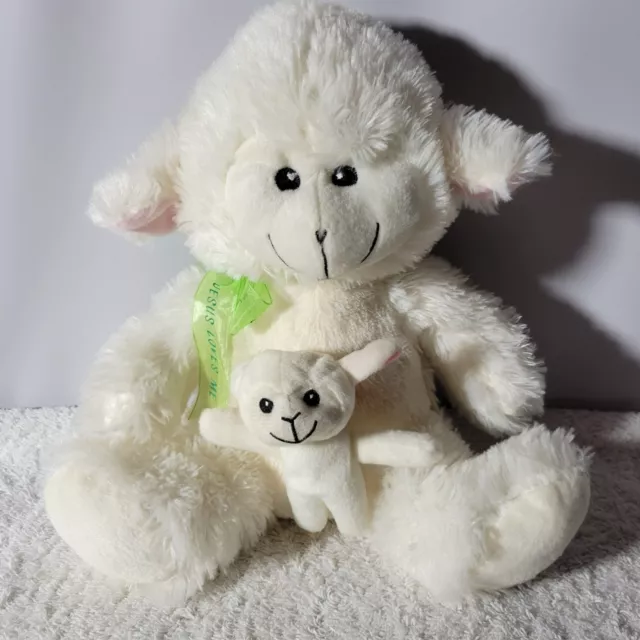 Goffa Intl. Co. Vintage Sheep Mommy with Little Lamb Jesus Loves Me Plush