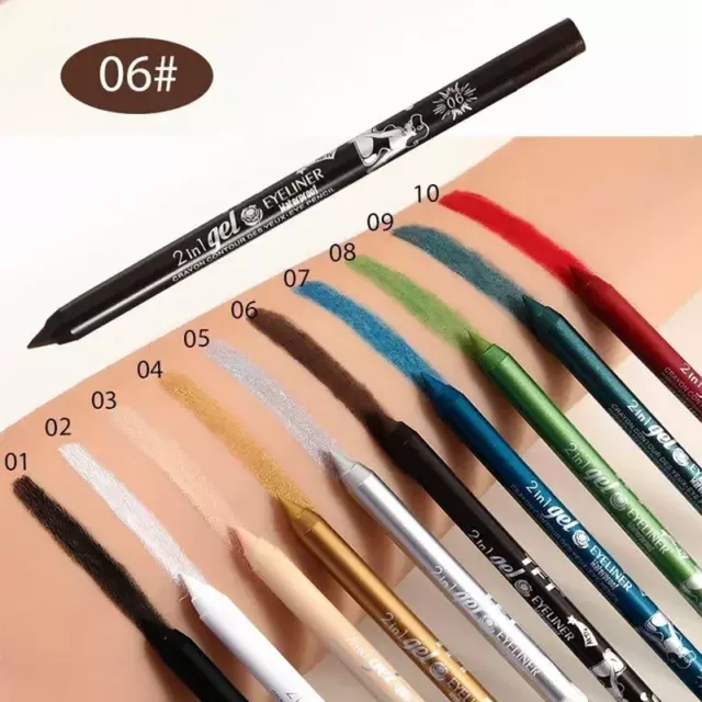 2 in 1 Eyeliner Lip Liner Gel Pencil Waterproof Long-Lasting Blue White Black UK