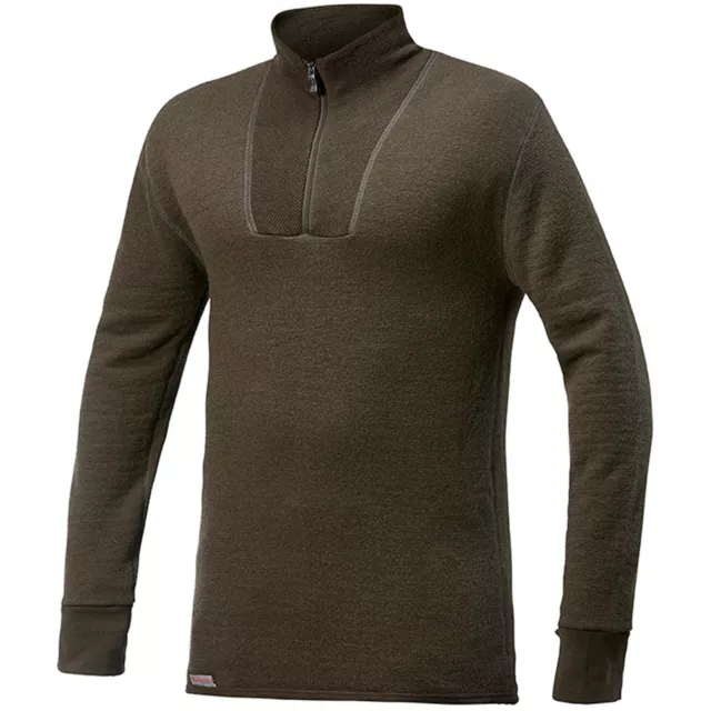 Woolpower Zip Turtleneck 200 Ullfrotte Merino Pullover Rolli Pine Green