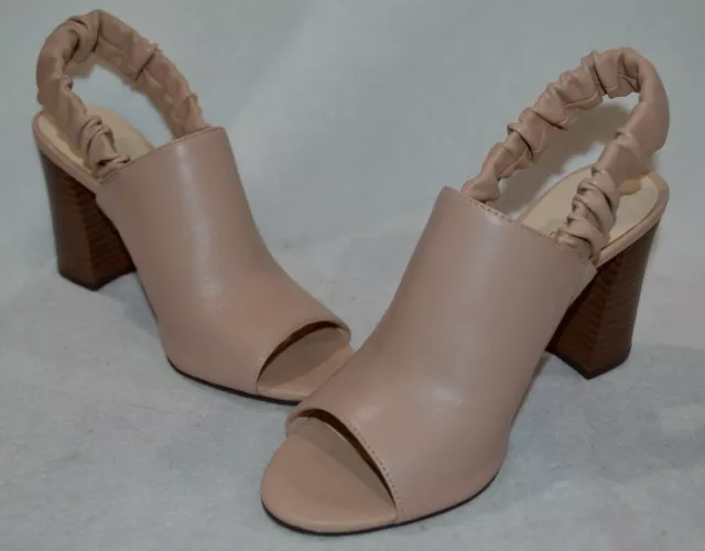 Nine West Women's HAILAMAO Natural Leather Slingback Heels Sandals-Size 7.5 NWB