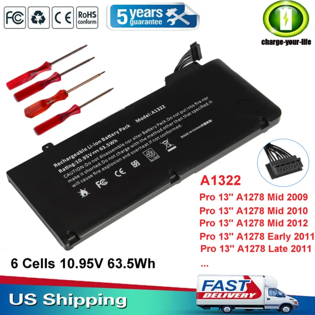 A1322 Battery For Macbook Pro 13" A1278 Mid 2009/2010/2011/2012 TOP Quality New